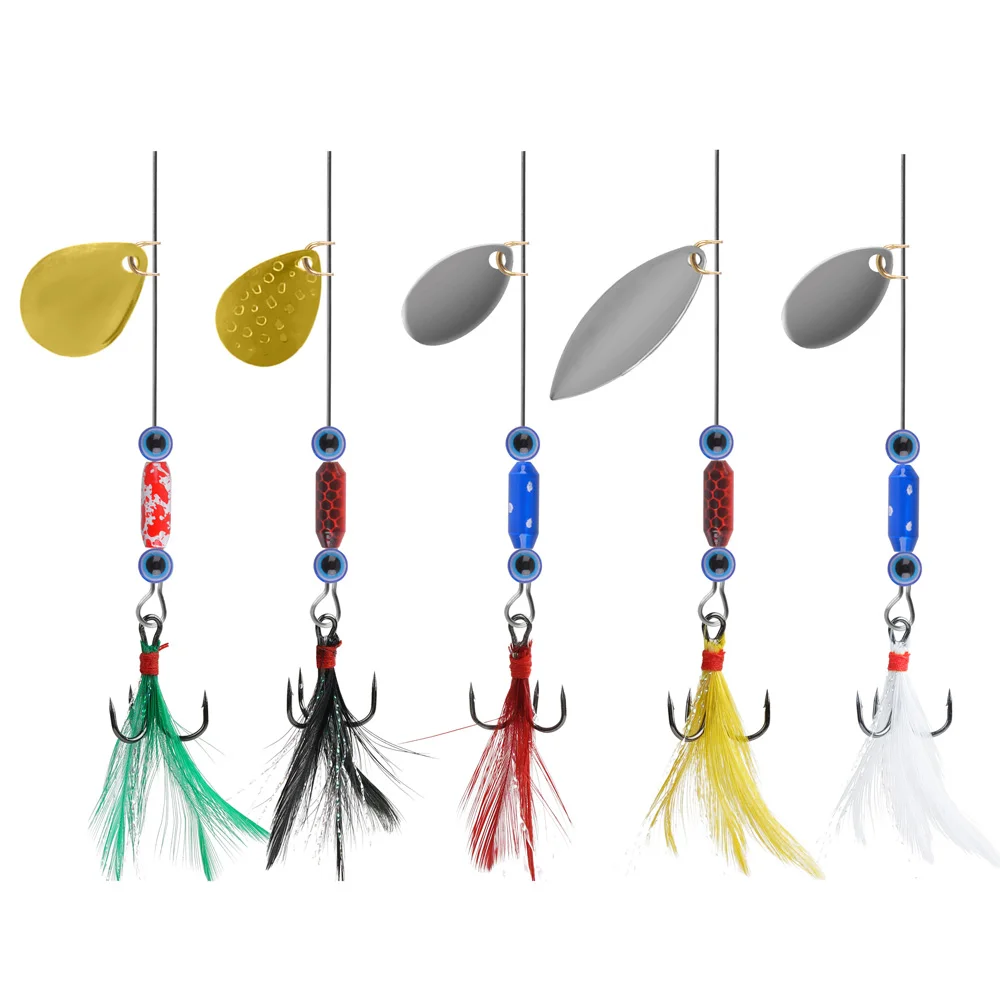 Cebo giratorio de pesca, Kit de señuelos de lubina con pluma, anzuelo triple, de Metal, 160 unids/caja - imagen 4