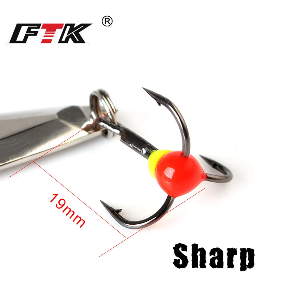 FTK-señuelo de pesca Vertical en hielo, cebo de Metal con anzuelo triple para pesca de perca y Lucio, 73mm, 12g - imagen 4
