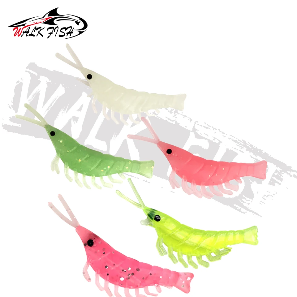 WALK FISH-Señuelos de Pesca de camarón de silicona suave, cebos de pesca de camarón de 3,9 cm, 0,4g, 50 Uds - imagen 2