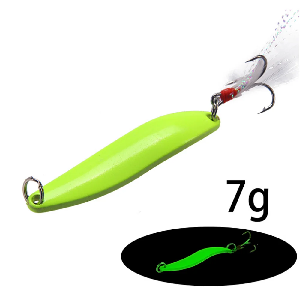 Señuelo de pesca de Metal luminoso, cebo duro de lentejuelas, pluma, anzuelos para curricán, trucha, cuchara giratoria, Lucio, 1 piezas, 5g, 7g, 10g, 13g - imagen 5