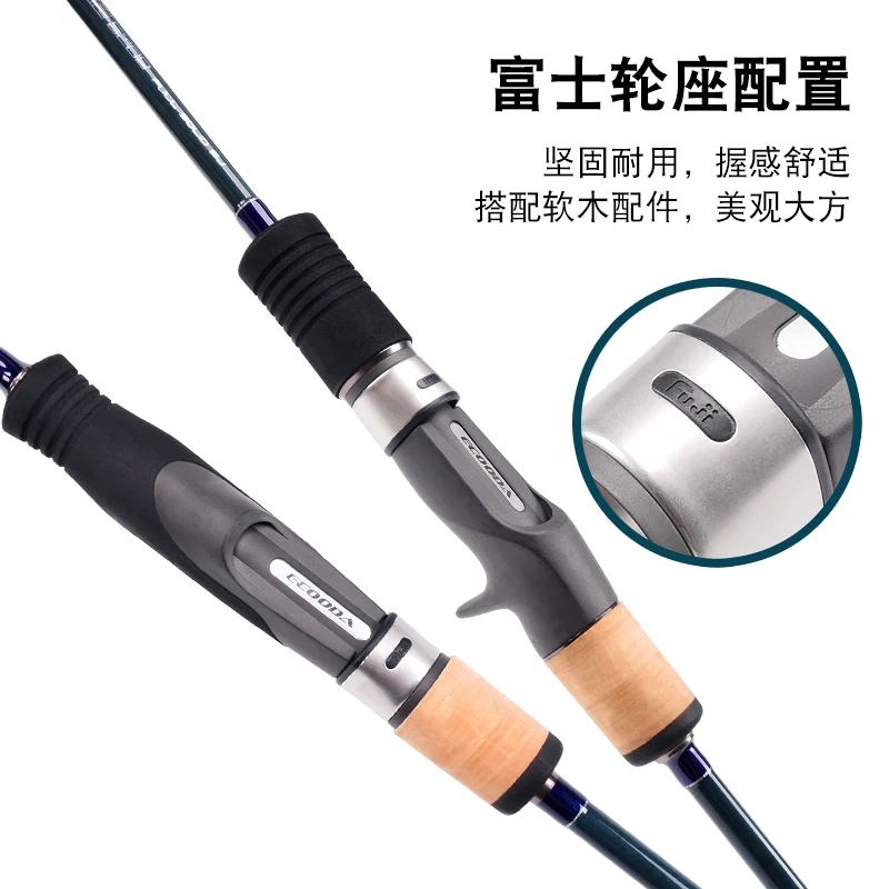 ECOODA-caña de pescar de fibra de carbono, cañas de fundición giratorias, color azul cian, 1,73 m, 1,83 m, 1 sección - imagen 4
