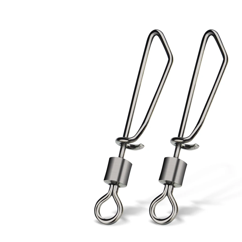 DNDYUJU 100/50 Uds. Giratorios de pesca de acero inoxidable, giratorios entrelazados con anzuelo a presión, señuelo, aparejos, conector de carpa - imagen 5