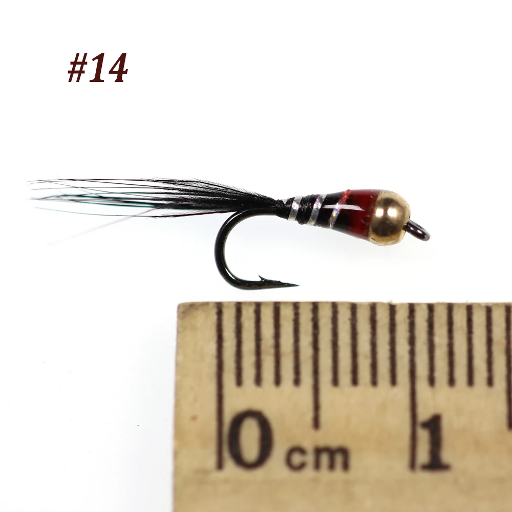 Wifreo-Cabeza de cuentas de latón para pesca en hielo, 48 piezas, #14, Midge, Nymph B, ninfa, con funda de bambú para trucha - imagen 4