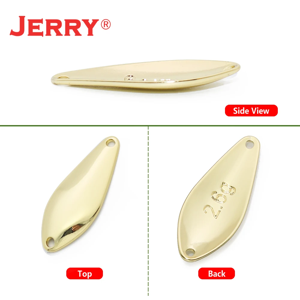 Jerry 2,2g YANN 50 Uds. Señuelo de pesca sin pintar, espacios en blanco, señuelo cuchara de Metal, perca de trucha de latón, aparejos de fundición Wobbler Artificial - imagen 3