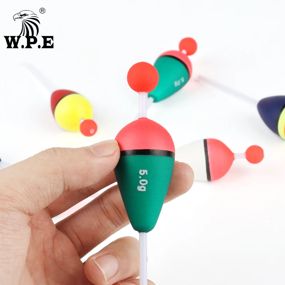 W.P.E 5 unids/lote flotador de pesca tamaño 2g-6g aparejos de pesca boya Bobber flotador EVA espuma Vertical accesorios de pesca de carpa - imagen 4