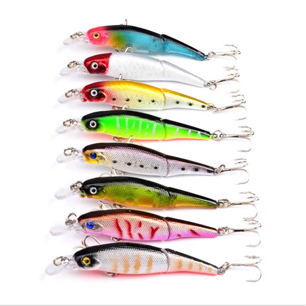 Señuelos de Pesca articulados Minnow, aparejos artificiales, secciones Wobblers, cebo SwimBaits para lucio y lubina, carpa Isca, 7,4g, 8,5 cm, 1 pieza