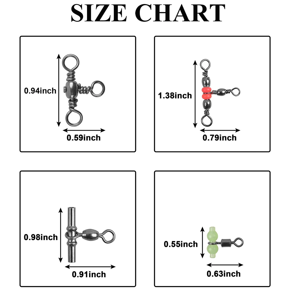 Conector de pesca de latón, accesorio giratorio de 3 vías, aparejos de aparejo de gancho de cuerda para aparejos de pesca, 120 Uds. - imagen 2