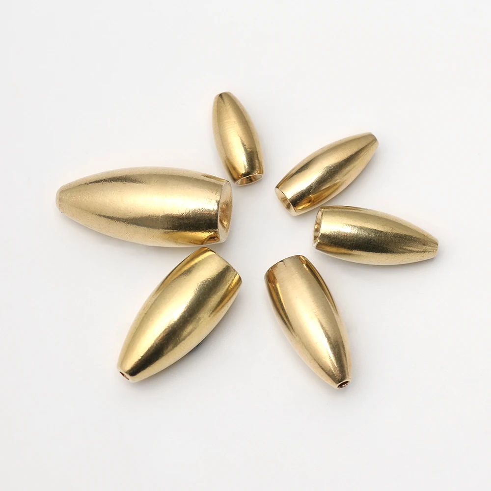 Plomos de línea de cobre y latón, 3 piezas, 3,5/5/7/10/14/21g, Conector de gancho de giro/pesas de gusano, accesorios de caída de plomo en forma de bala de pesca - imagen 2