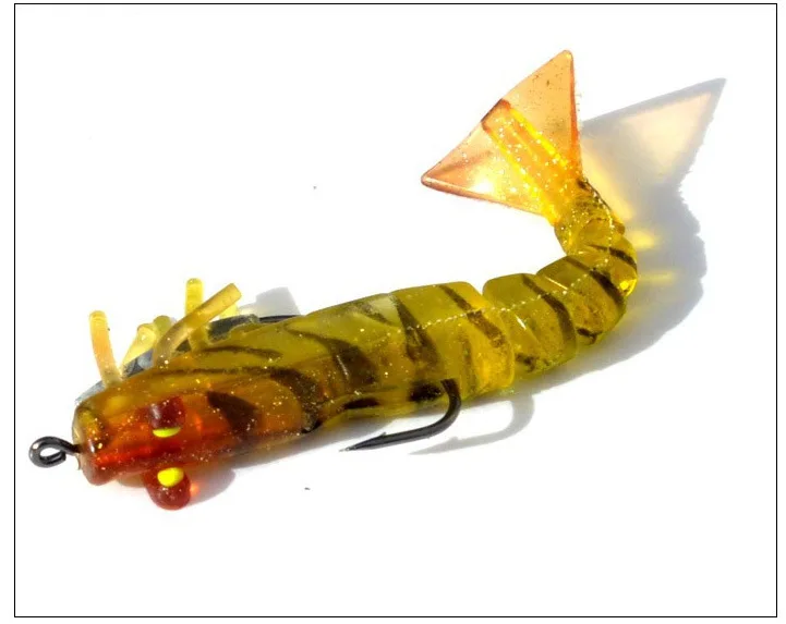 Señuelo de pesca cebo de camarón suave con anzuelo 8,9 cm 9g brillo Artificial articulación de bambú camarones señuelos cebos 1 pieza venta - imagen 4