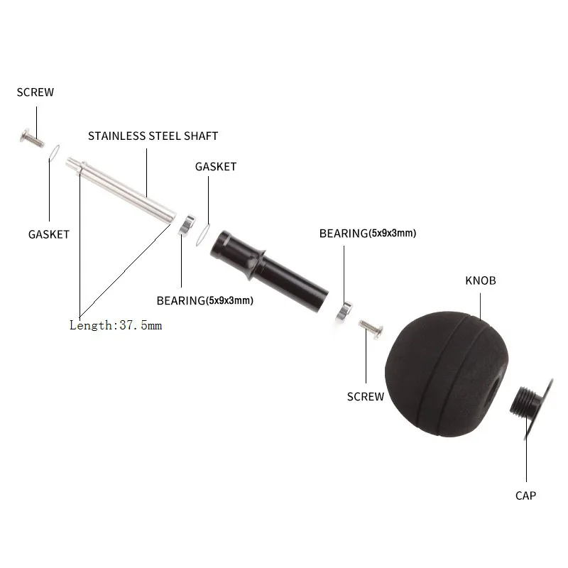 Ruke-mango de pesca EVA para rueda giratoria, perilla tipo 4000-10000, diámetro de 39mm con 2 rodamientos de piezas, tamaño 5x9x3mm, peso de 22,6g - imagen 3