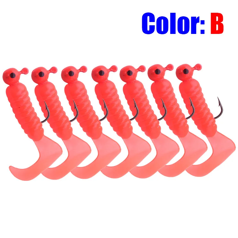 Señuelo de Pesca Artificial de silicona, aparejos de Pesca de mar de lubina, Jigging Wobblers suaves de 55mm y 3,2g, 7 unids/lote - imagen 4