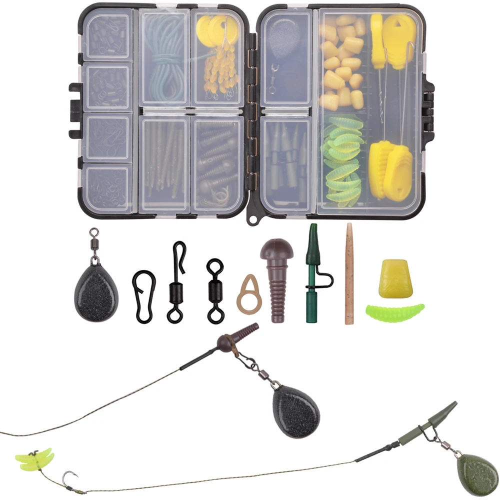 Kit de aparejos de pesca de carpa, 223 Uds., manga antienredos, mate, cambio rápido, clips giratorios, aparejos de carpa preadheridos para aparejos de pesca de carpa - imagen 5