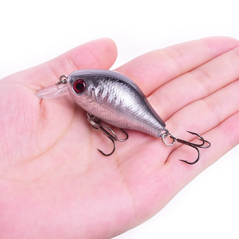 Señuelos de Pesca de manivela, 55mm, 8,2g, ojos 3D, cebo duro, anzuelos triples, Crankbait flotante, Wobblers artificiales, aparejos de pesca, 1 ud.