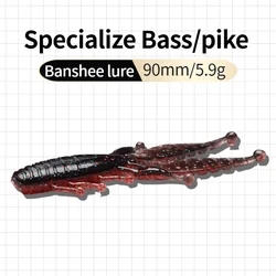 Banshee perfecto cebos blandos para pesca señuelos 90Mm y 5,9G gusano Texas Rig Craw señuelo para pesca de Bass Pike fácil ojo morado de cebo conjunto