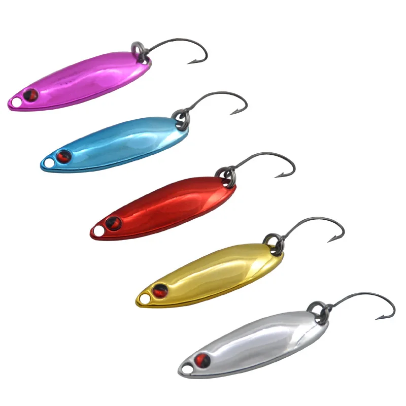 Señuelo de pesca con cuchara, 3g/3,5 cm, gancho individual, cucharas coloridas, señuelos artificiales, cebo duro, lote de 5 piezas en oferta - imagen 3
