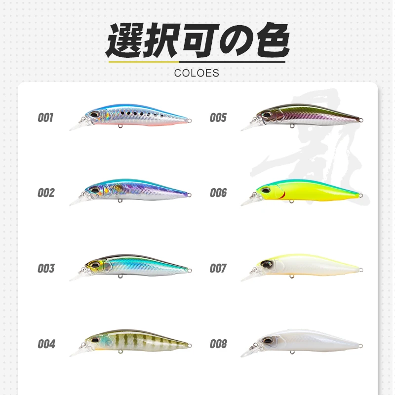 Señuelos D1 Realis Rozante Minnow, 77mm/8,4g, suspensión, 65mm/5g, Wobblers duros artificiales que se hunden para curricán, aparejos de trucha y lubina - imagen 5