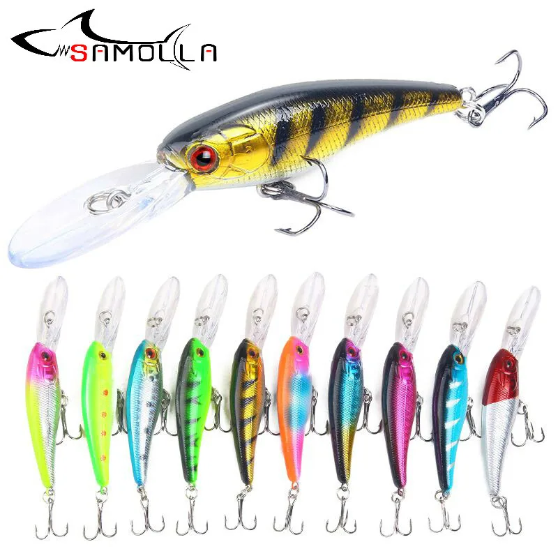 Minnow SAMOLLA mostrando su diseño de crankbait y trucha para pesca efectiva