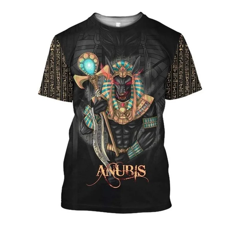 Antiguo Egipto faraón Ojo de Horus Anubis cara 3D impreso hombres camiseta Harajuku moda camisa de manga corta verano camiseta Unisex - imagen 5