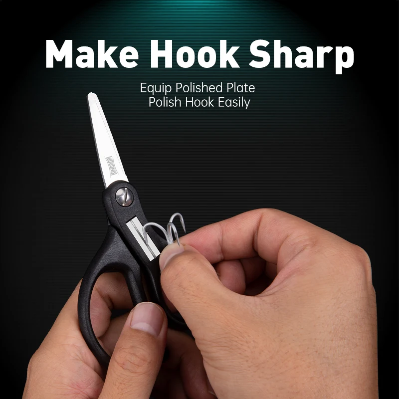 Kingdom-tijeras de pesca portátiles, accesorios de pesca de acero inoxidable, anzuelos de señuelo pulido, línea trenzada de PE de corte rápido, herramientas de aparejos de pesca - imagen 5