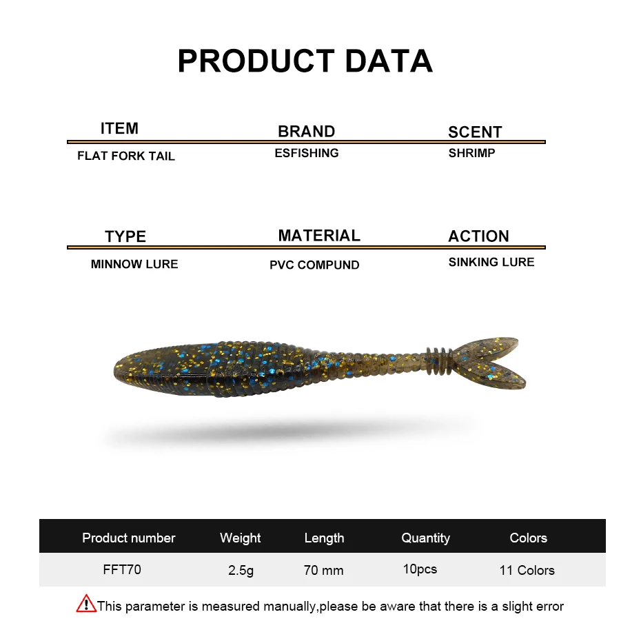 KESFISHING-señuelo de pececillo plano, cola fuerte, 70mm, 10 piezas, cebos de silicona Artificial suave, Leurre souple, pesca de lubina - imagen 3