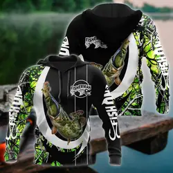 KJ416 Sudadera pesquera lubina estampado 3D Unisex otoño invierno