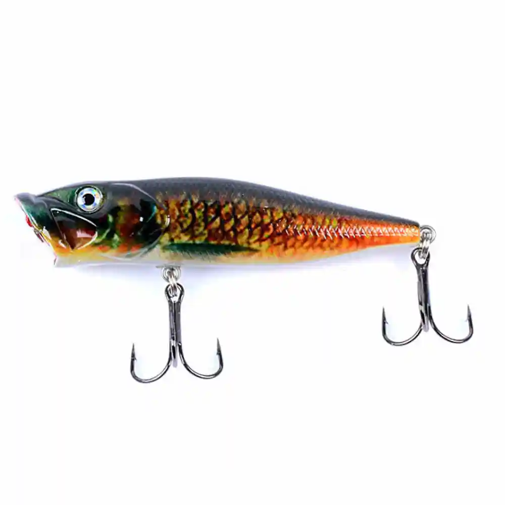 Popper Topwater Pintado – Señuelo Plástico con Ganchos de Púas - imagen 3