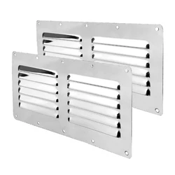 Rejilla de ventilación de aire fresco cuadrada de acero inoxidable, rejilla de ventilación de pared de Metal, Louvred, 22,50 cm x 12,5 cm, un par