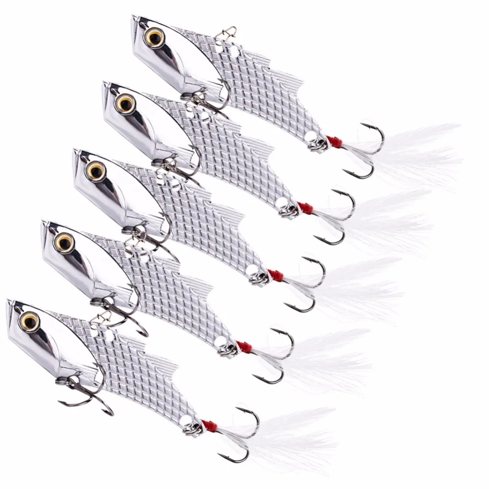 Sougayilang-cebos VIB de Metal de 3,5 pulgadas, anzuelo de acero de alto carbono, cuchara de vibración, señuelo de pesca, lubina, VIB Artificial, 23g, 8 #, 1 unidad - imagen 2