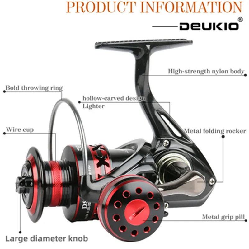 DEUKIO-carrete de Pesca giratorio, accesorio para pescar carpas, 12KG, 2000-7000 - imagen 3