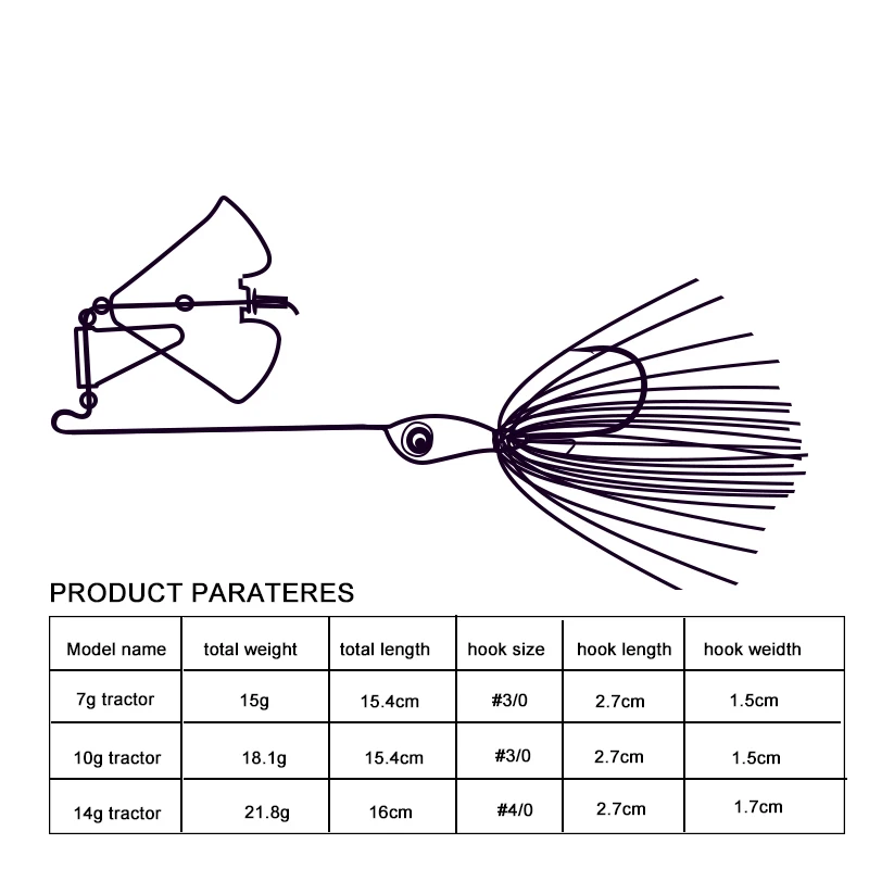 WATER SNIPER Buzzbait Señuelos de Pesca de 7g, 10g, 14g, Tractor Topwater Spinnerbait, señuelos de Metal para Lucio, accesorios de pesca - imagen 3