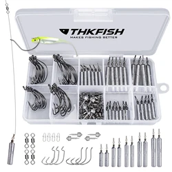 Kit Wacky THKFISH – Anzuelos, Plomos y Broches para Montaje Lubina