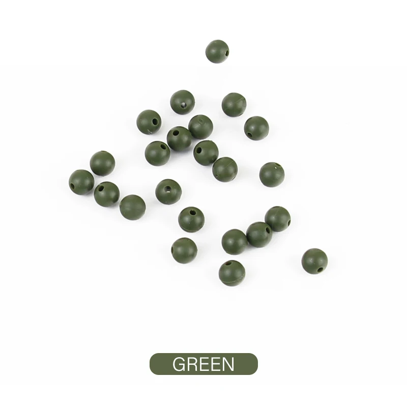 50 unids/lote de herramientas de tope de cuentas de pesca suaves de 5mm, bolas de espacio de pesca redondas luminosas negras, aparejo de goma, accesorios de señuelo, aparejos - imagen 4