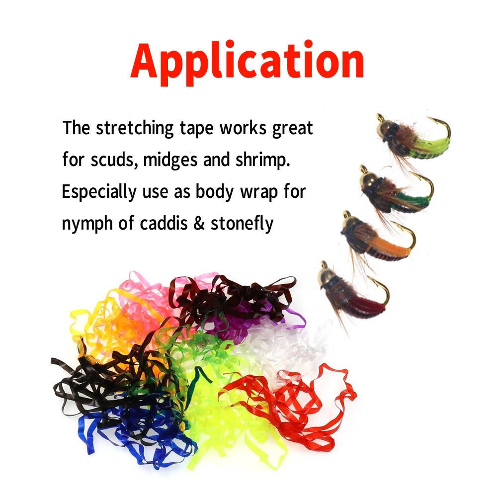 Bimoo, 10 bolsas, 2M x 3mm, 2M x 4mm, mezcla de colores, Scud, estiramiento en la espalda, camarones, cinta de respaldo de ninfa, envoltura corporal de piel fina, Material de atado de moscas - imagen 5