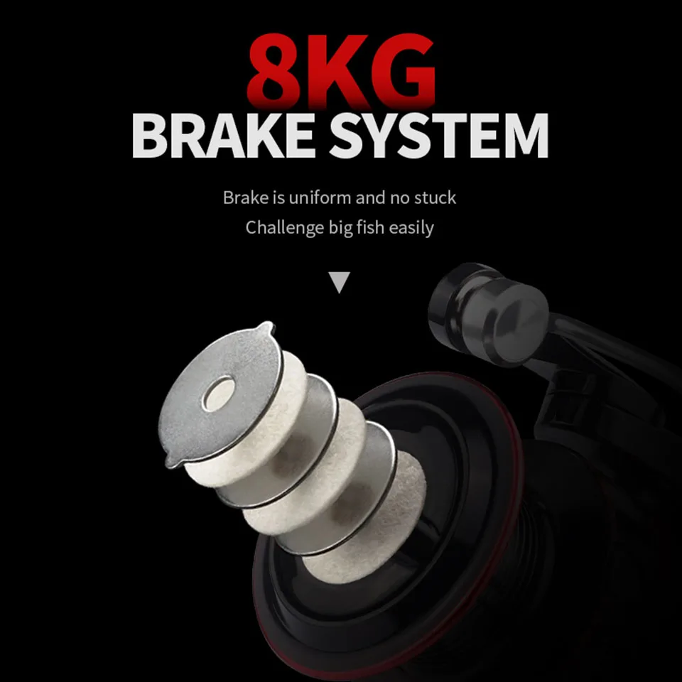 WALK FISH-carrete de pesca giratorio, bobina de Metal de alta velocidad, HD1000-7000, 8kg, 5,2: 1 - imagen 3