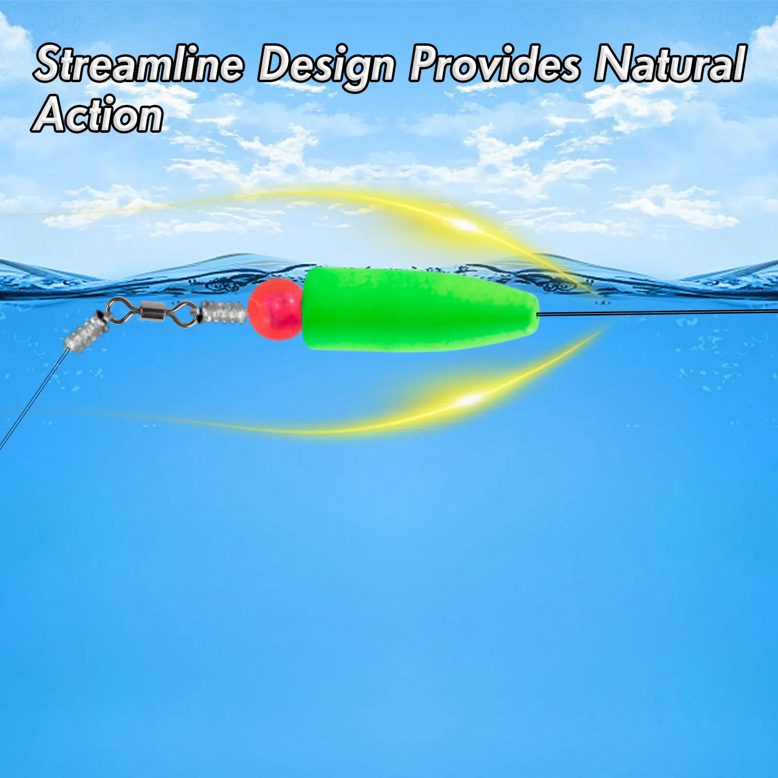 Boya flotante de espuma para pesca, indicador de golpe con forma de bala, aparejo inferior de agua salada, trucha, lubina, Catfish, Pompano, 30 piezas - imagen 4