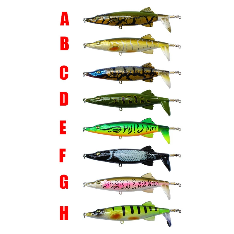 Whopper Plopper-señuelo de pesca Topwater, cebo duro Artificial Wobbler, lápiz, cola giratoria suave, 13cm, 15,8g - imagen 5