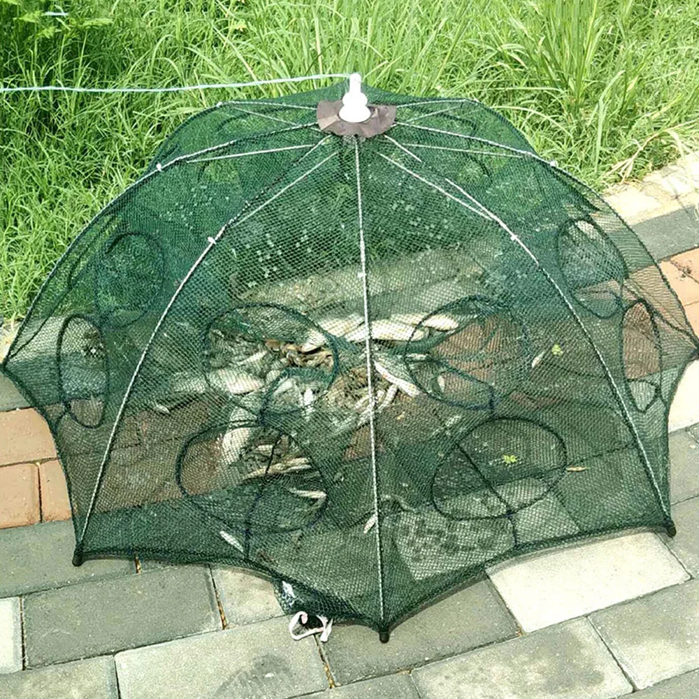 Red de pesca automática, jaula de nailon plegable portátil, reforzada, 4-28 agujeros - imagen 5