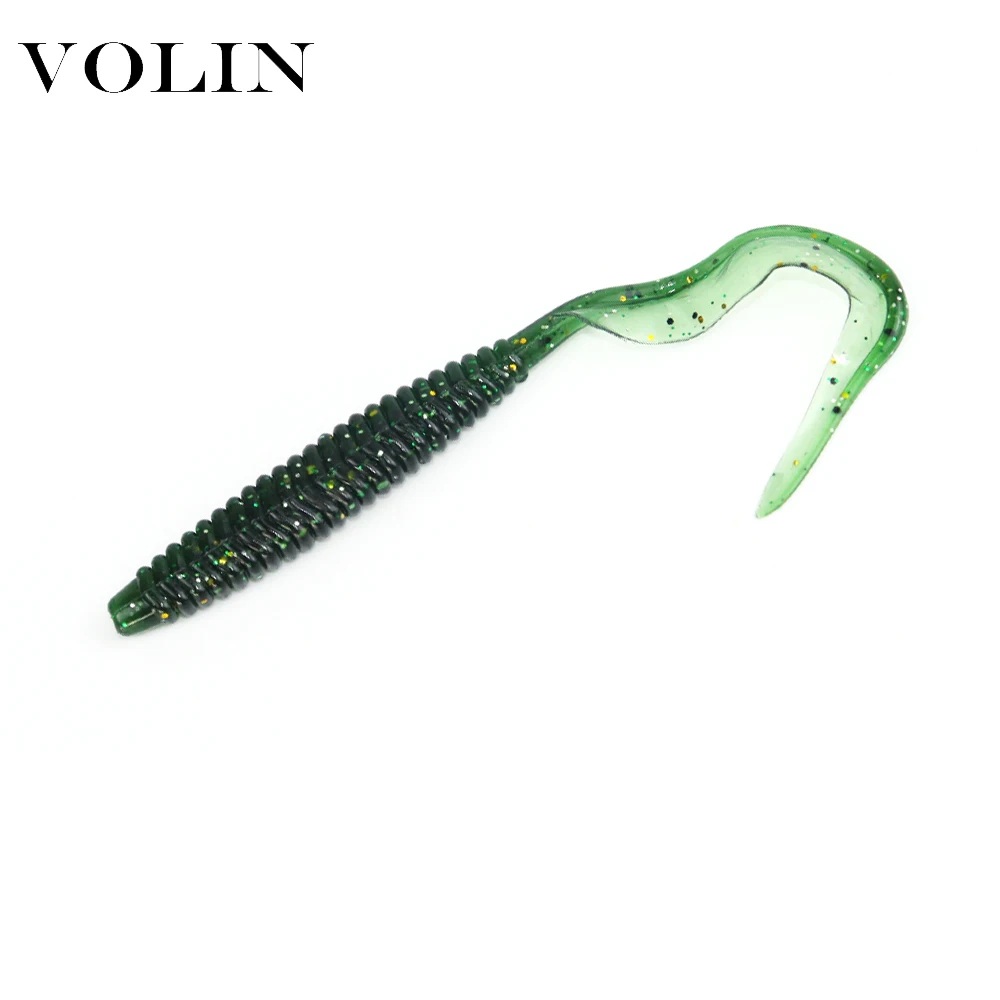 VOLIN-señuelo de pesca suave para agua salada, gusanos de agua dulce, Wobblers, cebo Artificial suave, aparejos de pesca de lubina, 6 unids/bolsa, 105mm, 2,6g, nuevo - imagen 5