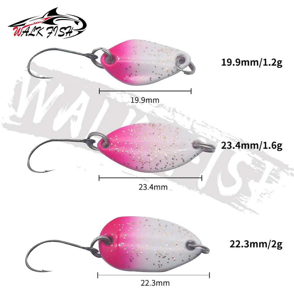 WALK FISH-microcucharas de Pesca pequeñas para trucha, señuelos de un solo anzuelo, 1,2g, 1,6g, 2g, cebo giratorio, aparejos de Pesca de invierno de agua dulce - imagen 3