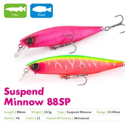 TSURINOYA-señuelo de pesca de pececillos suspendido, 88SP, DW76, 10,3g, Wobblers de fundición larga, Lucio, Jerkbait, sistema de movimiento, aparejos