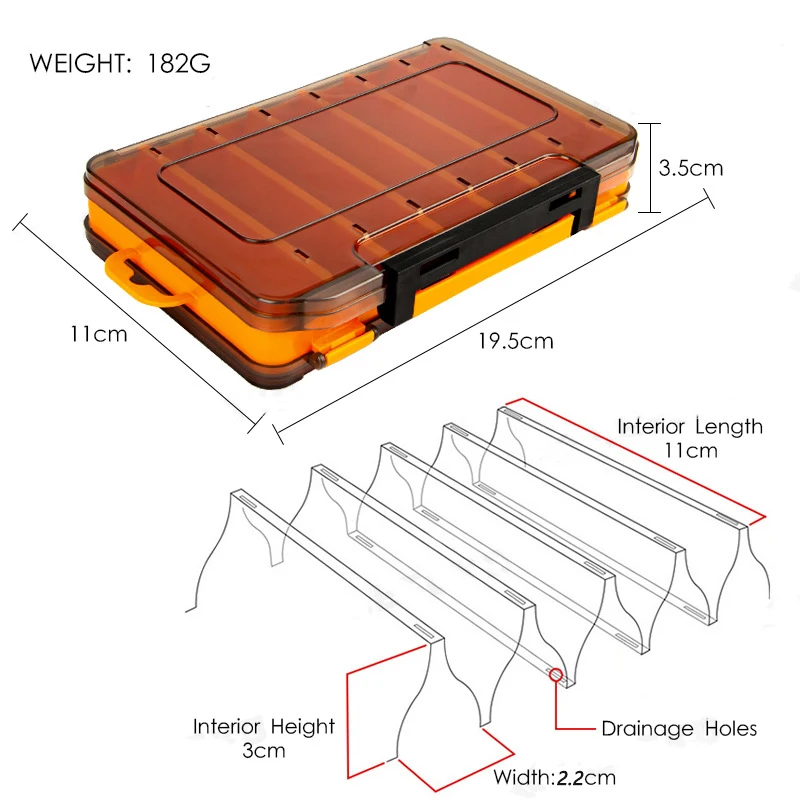 Doublex-caja de aparejos de pesca con 14 celdas, almacenamiento de anzuelos y señuelos, herramienta de pesca, accesorios para Wobblers - imagen 5