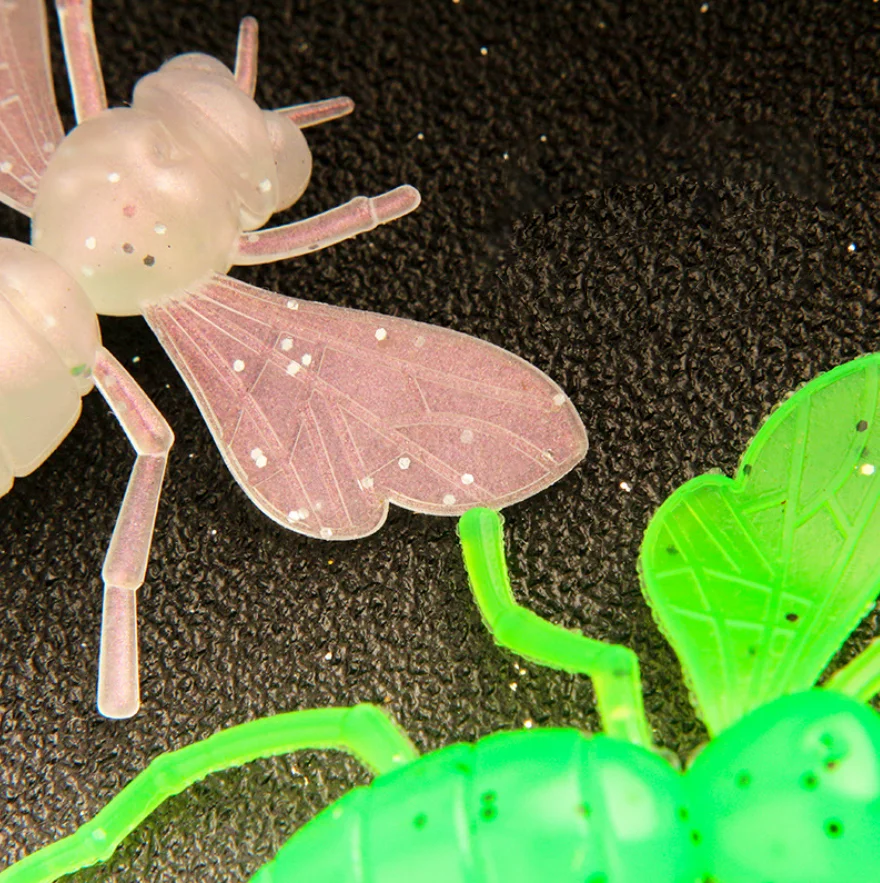 Cebo de pesca suave luminoso de 30mm, cebo Artificial de silicona con mosca de mariposa, gusano, gusanos, 24 unids/lote - imagen 3