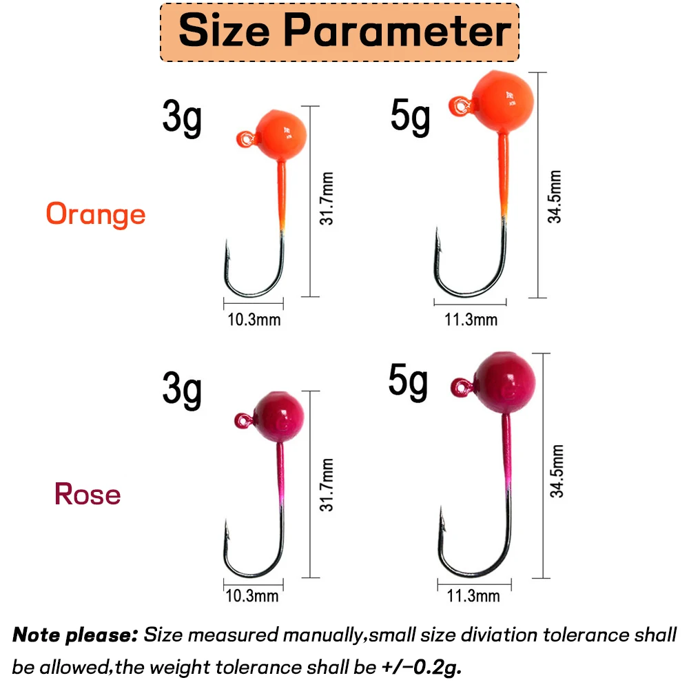 WIFREO-anzuelo de Pesca con cabeza de gusano, 5 piezas, Color UV, 3g, 5g - imagen 4