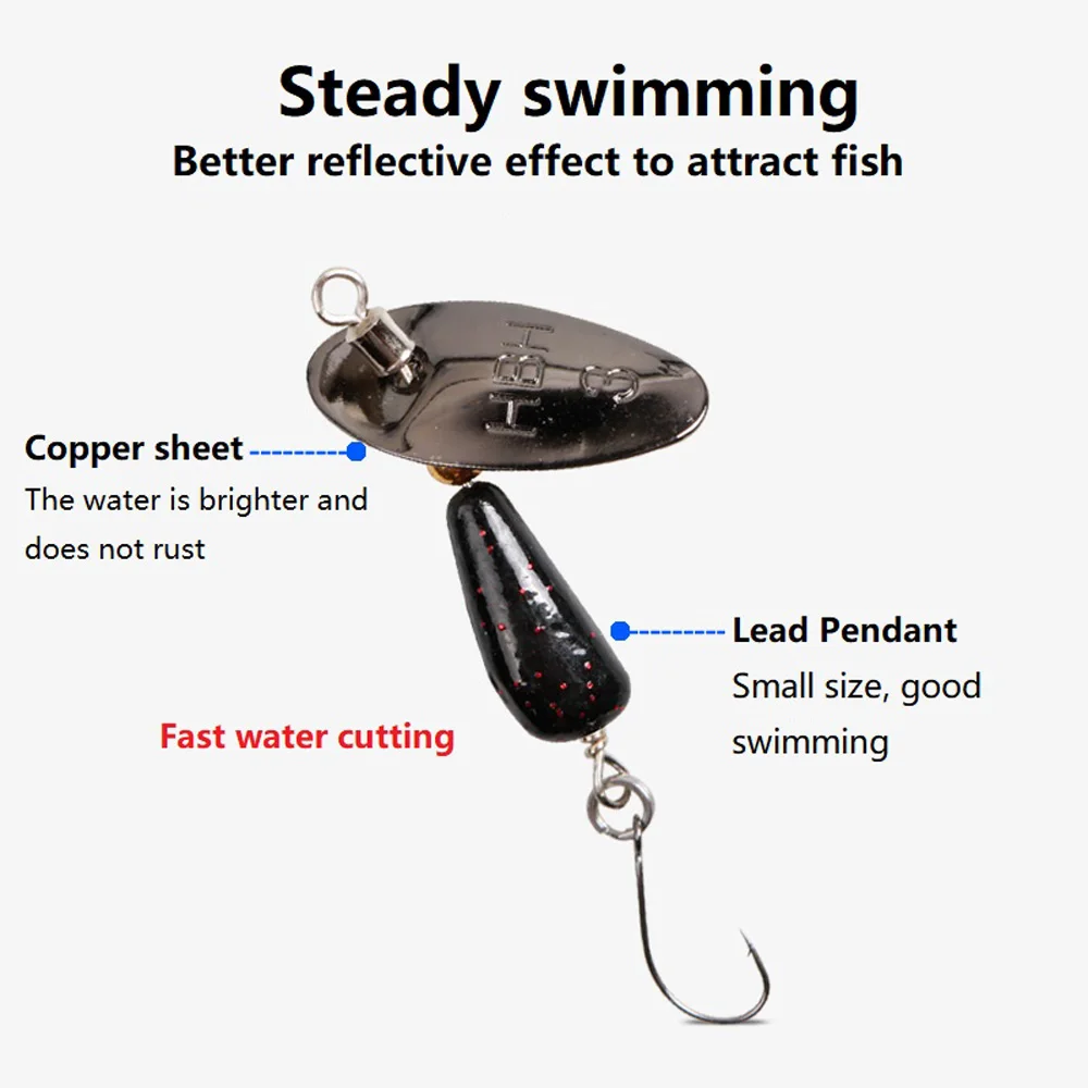 MAGBLUE 1 Uds Spinner giratorio señuelo de Pesca cuchara lentejuelas cebos de metal Wobblers Bass Pesca agitador de mano Makou aparejos de Pesca de lubina - imagen 3