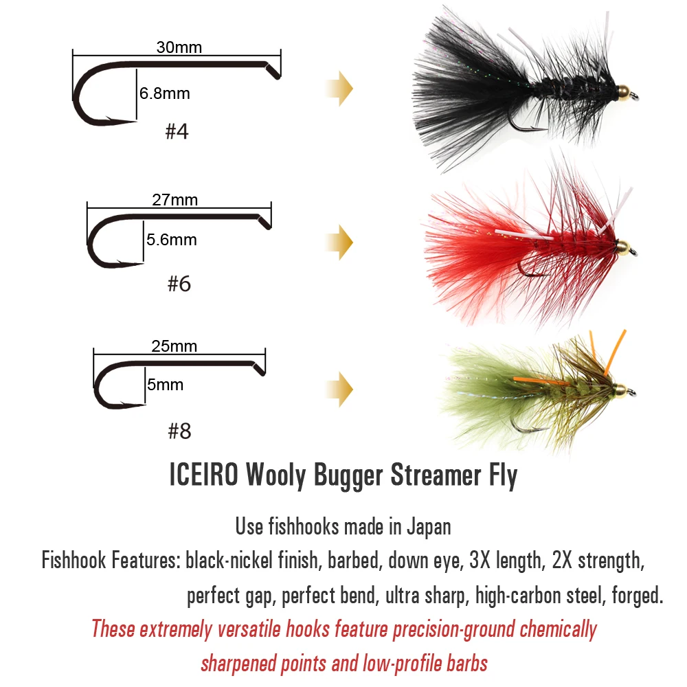 ICERIO-Cabeza de cuentas de latón con patas de goma, señuelos de mosca de pesca, anzuelo de atado de agua salada roja Oliva, trucha, moscas, cebo, 6 unidades - imagen 2