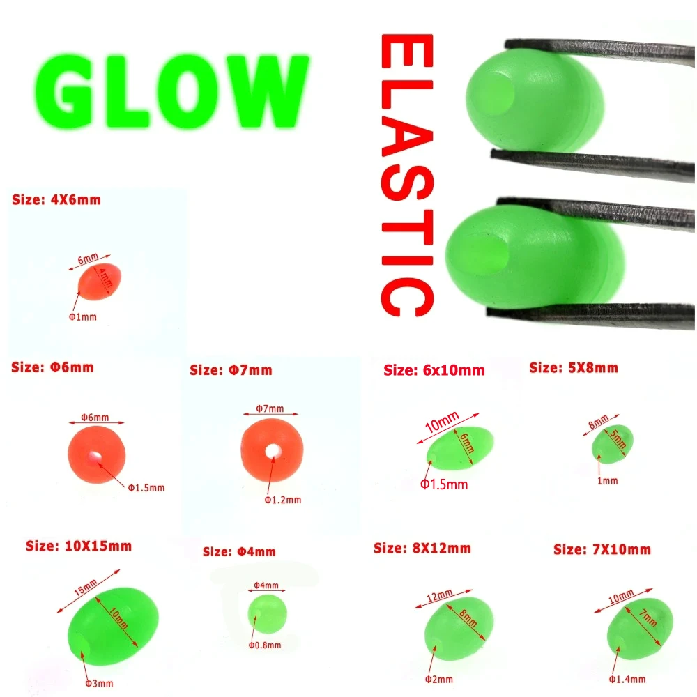 Bimoo-Cuentas luminosas suaves redondas/ovaladas de 100 piezas para hacer carpas, aparejo flotante de agua salada, cebo de pesca - imagen 2