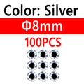 100pcs 8mm Silver