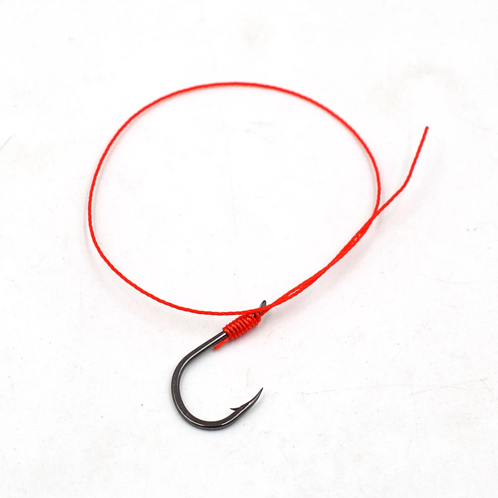 MNFT-anzuelos de púas para pesca de carpa, ganchos de pesca al aire libre con línea roja, aparejos atados a mano, accesorios de gancho de explosión, 60 uds. - imagen 3
