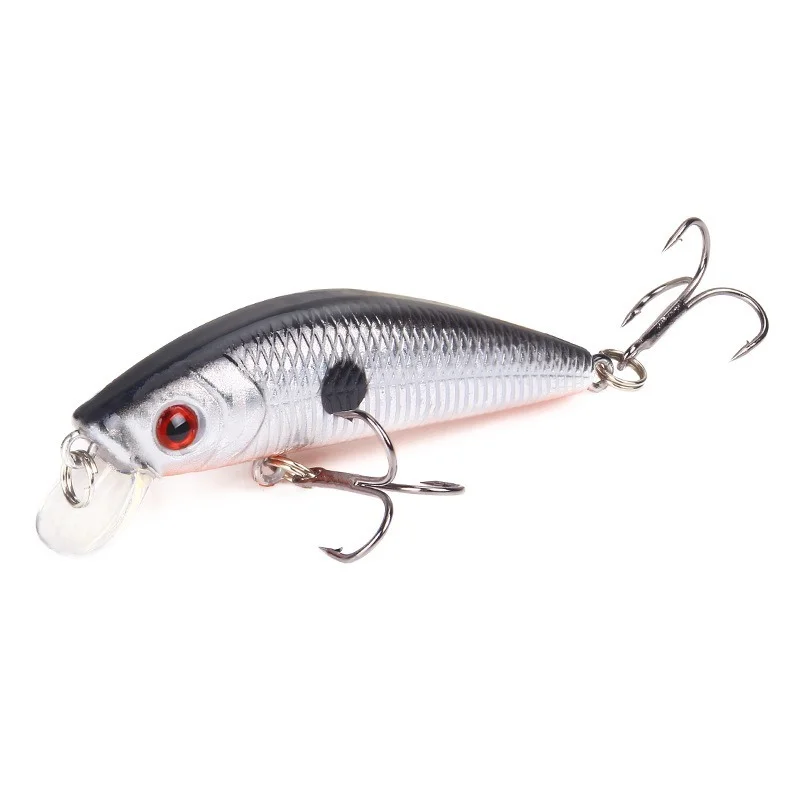 Señuelo de pesca de pececillos, 1 piezas, 7cm/8,5g, ojos 3D, Crankbait Wobbler, cebo duro Artificial, anzuelo de tres anclas, aparejos de pesca - imagen 2