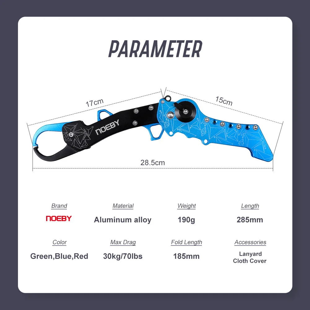Noeby-empuñadura de pesca plegable, aparejos de aleación de aluminio, controlador de gancho de agarre de labio ajustable con anillo de conexión, aparejos de herramientas de pesca - imagen 2